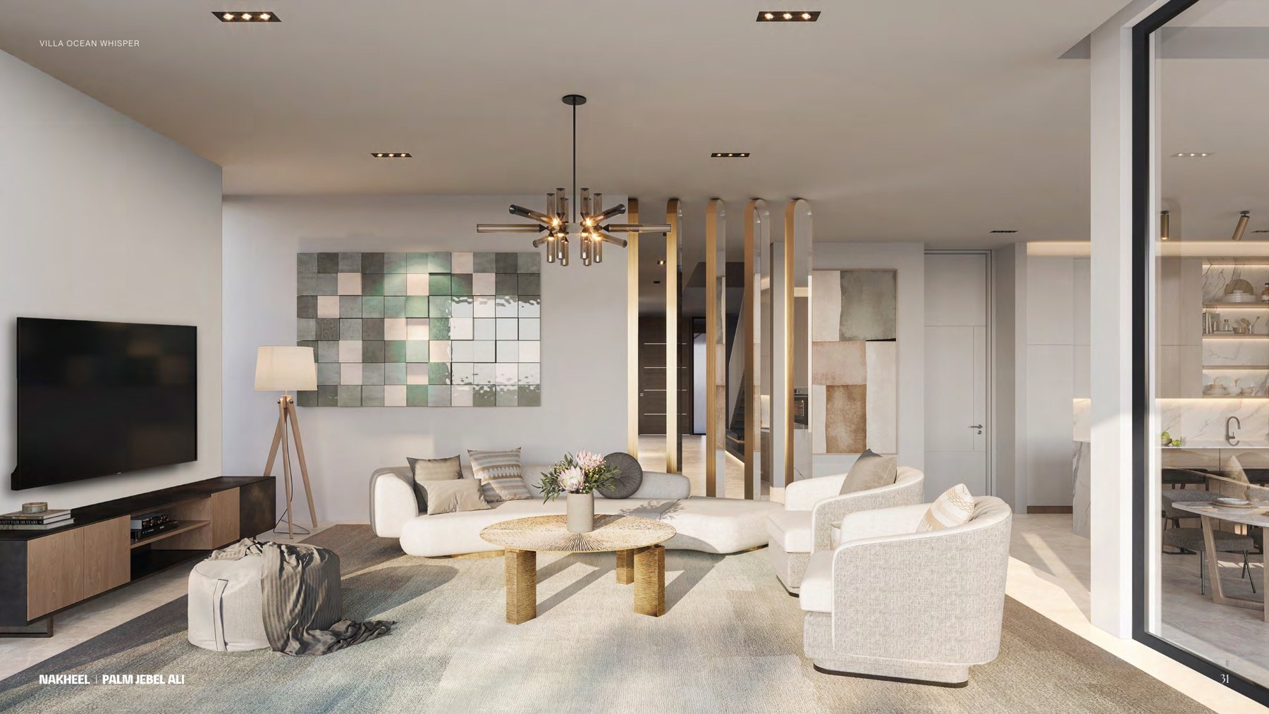 Family lounge and media room interior, Palm Jebel Ali Frond F villa