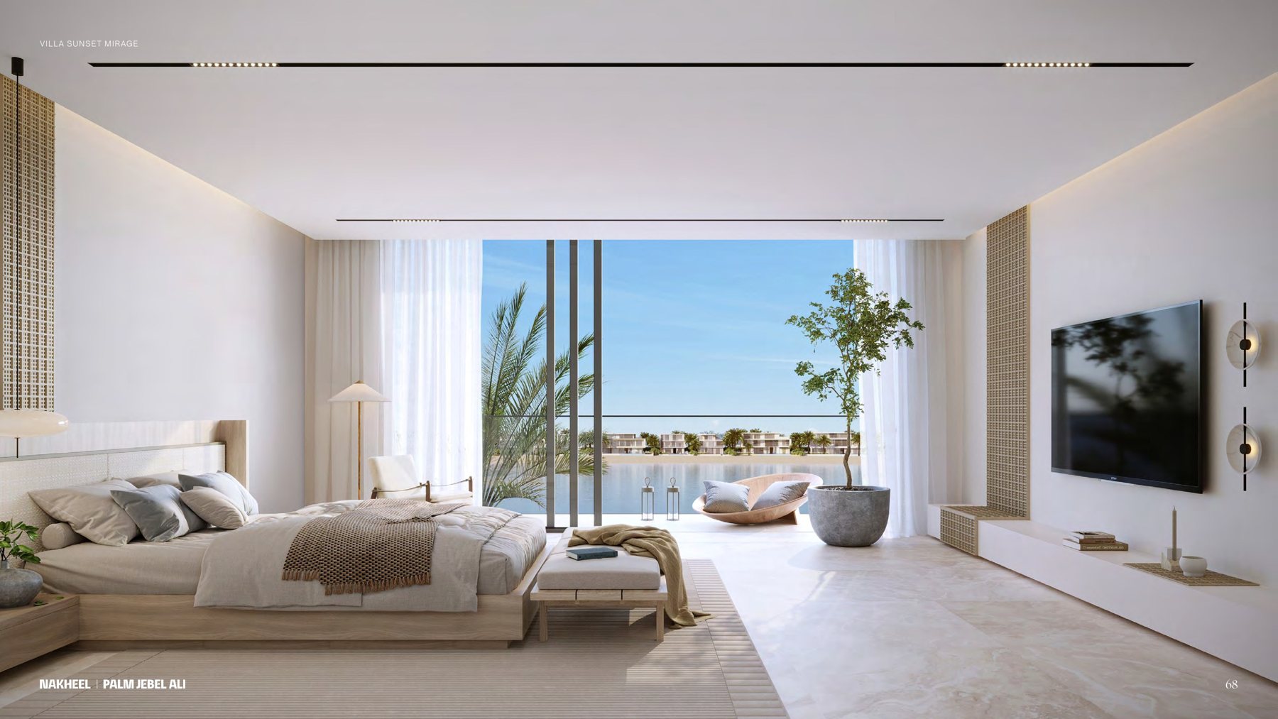 Bedroom suite opening onto the beach, Palm Jebel Ali coral villa